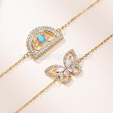 Elegant Copper Butterfly Bracelet with Zircon for Women's Daily Wear