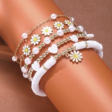 Bohemian Beach Daisy Bracelet Set 5-piece