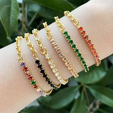 Vintage Style Geometric Copper Gold Plated Zircon Bracelets 1 Piece