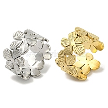 304 Stainless Steel Open Cuff Ring, Flower