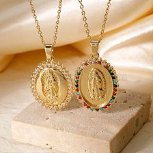 Shiny Zircon Goddess Pendant Creative Round Necklace for Lockbone.