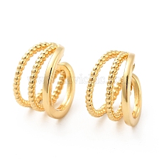 Triple-Layer Brass Open Cuff Earrings for Women, Cadmium Free & Nickel Free & Lead Free