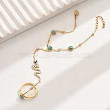 Elegant ladies bracelet with natural stone turquoise and gold-plated stainless steel