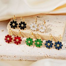 Vintage Minimalist French Romantic Fashion Colorful Flower Earrings for Daily Wear.