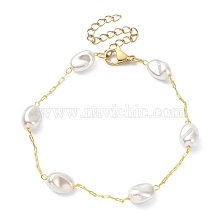 CCB Plastic Pearl Beaded Chain Bracelet, Brass Jewelry