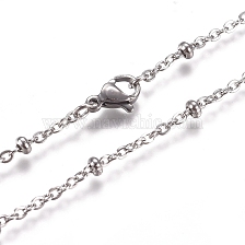 304 Stainless Steel Cable Chains/Satellite Chains Necklaces, with Rondelle Beads and Lobster Claw Clasps