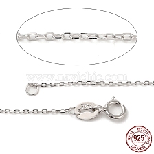 Anti-Tarnish Trendy Unisex Rhodium Plated Sterling Silver Cable Chains Necklaces, with Spring Ring Clasps, Thin Chain, Platinum, 18 inch, 1mm