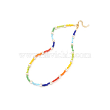 Glass Seed & Glass Pearl Beaded Necklace for Girl Women, Colorful, 15.94 inch(40.2cm)