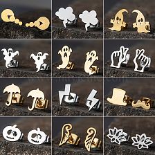 Simple Stainless Steel Halloween Pumpkin Earrings Wholesale