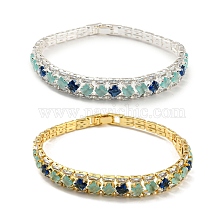 Rack Plating Brass Rhombus Link Bracelet, Cubic Zirconia Tennis Bracelets, Long-Lasting Plated, Cadmium Free & Lead Free