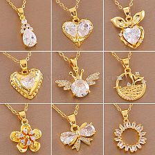 Simple Style Circle Heart Shape Flower Stainless Steel Titanium Steel Plating Inlay Zircon 18K Gold Plated Pendant Necklace