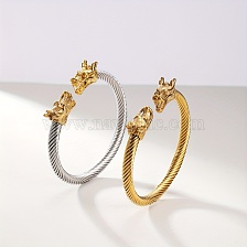 Stylish Stainless Steel Gold Plated Dragon Head Bracelet for Men