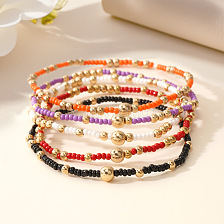 Colorful Glass Bead Bracelet Set for Women, 5 Pieces, Direct Sale