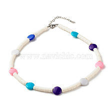 Handmade Polymer Clay Heishi Beaded Necklace with Flat Round for Women