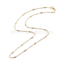 Brass Cable Chains with Column Beaded Necklace for Women, Cadmium Free & Lead Free