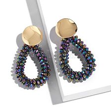 Fashion Water Drops Geometric Colorful Beads Earrings