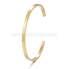 Ion Plating(IP) 304 Stainless Steel Cuff Bangles, Minimalist Simple Open Bangles, Real 18K Gold Plated, Inner Diameter: 2-1/2x2 inch(6.1~6.5x5.1cm)