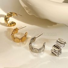 1 Pair Simple Style C Shape Oval Copper Plating 14K Gold Plated Ear Studs