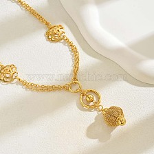 Luxurious Copper Flower Lantern Pendant Necklace for Bride Wedding Party Gift.