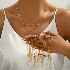 Fashionable Double Layer Necklace for Women, Gold Plated, Perfect for Work.