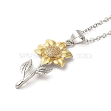 Brass Micro Pave Cubic Zirconia Pendant Necklaces for Women, Flower