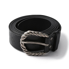 Men's PU Leather Dress Belt, Engraved Waist Belt with Single Prong Buckle