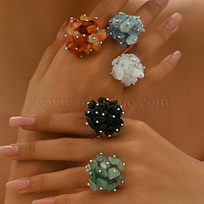 Colorful Natural Stone Adjustable Women's Ring