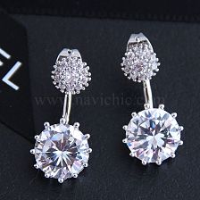 1 Pair Sweet Shiny Round Copper Inlay Zircon Ear Studs