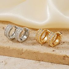 Minimalist Hip-hop Zircon Earrings Trendy Fashion Sparkling Ear Jewelry