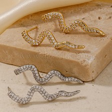 Shiny Zircon Snake Earrings, Stylish Street Hip-hop Fashion Accessories for Women