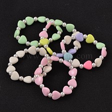 Opaque Acrylic Beaded Stretch Kids Bracelets, with Imitation Pearl Acrylic Beads, 43mm