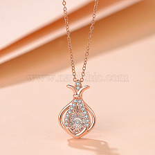 Elegant Water Drop Crown Pendant Necklace with Zircon and Moissanite