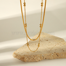 Stainless Steel Double Layer Necklace for Women, Summer Jewelry.