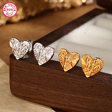 925 Sterling Silver Heart Stud Earrings