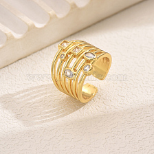 Copper Inlaid Synthetic Zircon Irregular Geometric Multi-layer Vintage Women's Party Ring