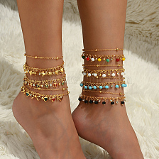 Fashionable Vintage Beach Style Adjustable Ladies Anklet Gold Plated Under 18K