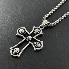 Skull Cross Punk Stainless Steel Halloween Necklace Jewelry Accessories.