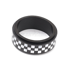 304 Stainless Steel Checkerboard Spinner Ring, Checkered Rings for Unisex