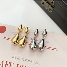 Wholesale Jewelry Vintage Style Water Droplets Solid Color Alloy Plating Drop Earrings