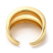 Brass Open Cuff Rings, Real 18K Gold Plated, Inner Diameter: 18mm