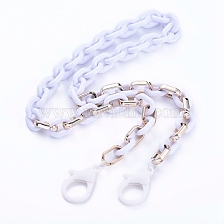 Personalized Acrylic & CCB Plastic Cable Chain Necklaces, Eyeglasses Chains, Handbag Chains, with Plastic Lobster Claw Clasps, White, 26.97 inch(68.5cm)