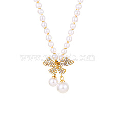 Stainless Steel Earrings with Pearl Pendant and Butterfly Necklace for Women