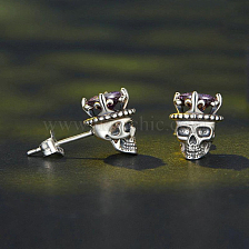 Unique S925 Silver Skull Stud Earrings for Halloween Easter Day of the Dead.