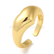 Rack Plating Brass Open Cuff Rings for Women, Heart