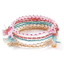 5Pcs 5 Color Macrame Cotton Cord Bracelets Set, Friendship Stackable Bracelets for Women