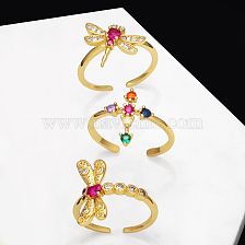 Fashion Dragonfly Copper Open Ring Plating Inlay Zircon Copper Rings