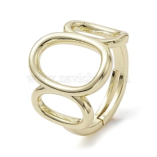 Rack Plating Brass Adjustable Rings, Hollow Oval