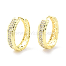 Clear Cubic Zirconia Heart Hollow Hoop Earrings, Brass Jewelry for Women