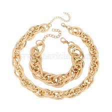 Personalized Golden Exaggerated Aluminum Chain Choker Necklace Bracelet Combination Set Wholesale