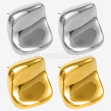 Elegant gold tone stainless steel stud earrings for women.